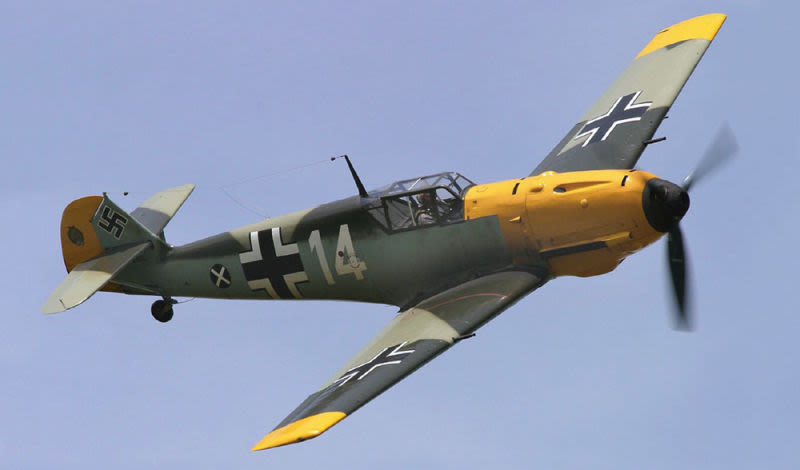 A restored Bf 109 warbird performs at an air show in 2006 (D. Miller)